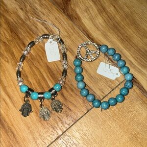 Turquoise Beaded stretch Bracelet Set
